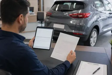 Despachante trabalhando no licenciamento de veículos.