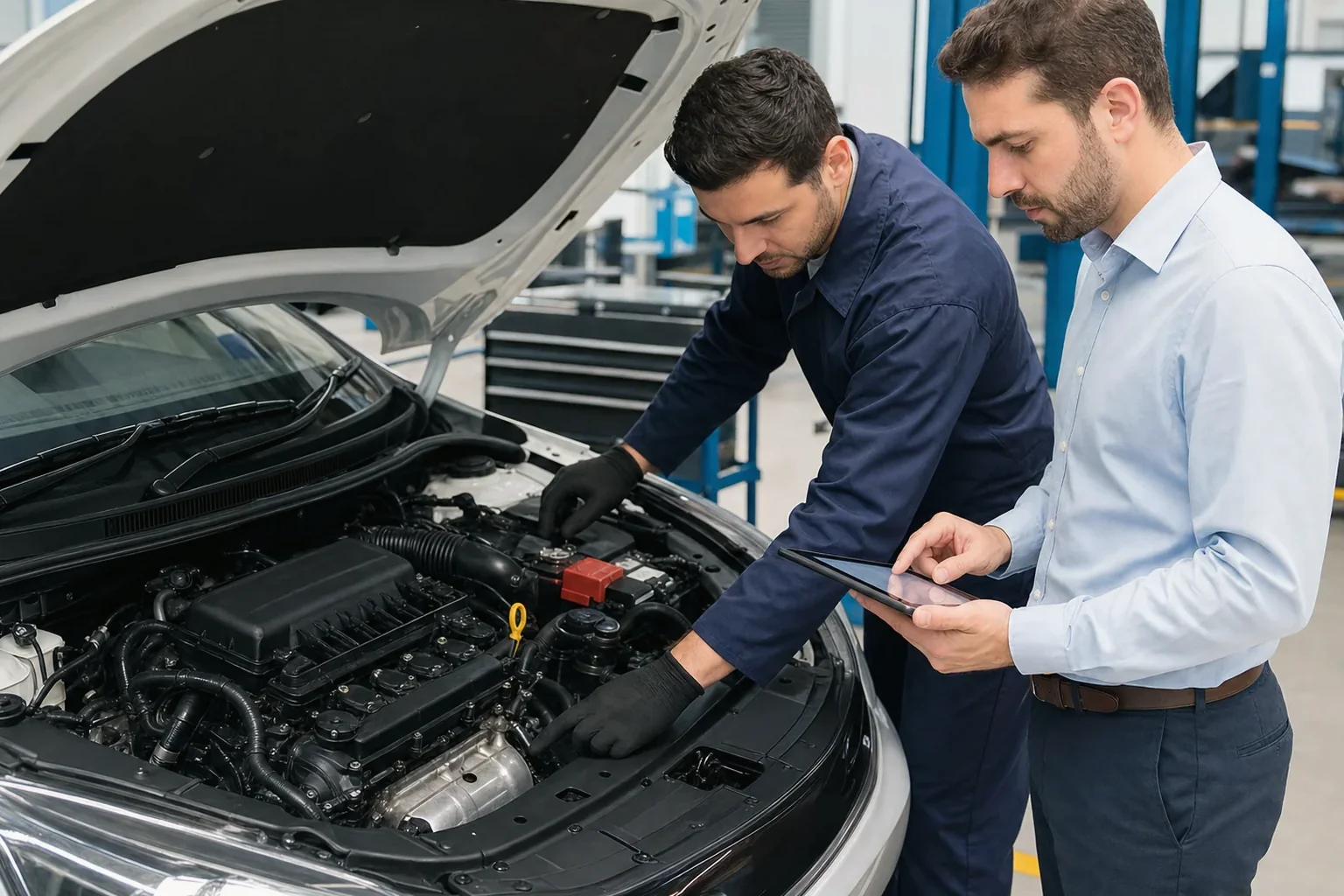 Profissional executando cadastro de motor.